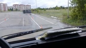 Езда с прицепом на камазе, поворот с застопоренной поворотной осью.