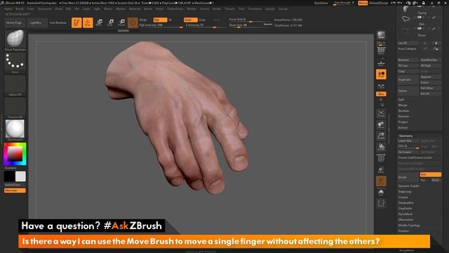 #AskZBrush: “Is there a way I can use the Move Brush to move a single finger?” смотреть онлайн