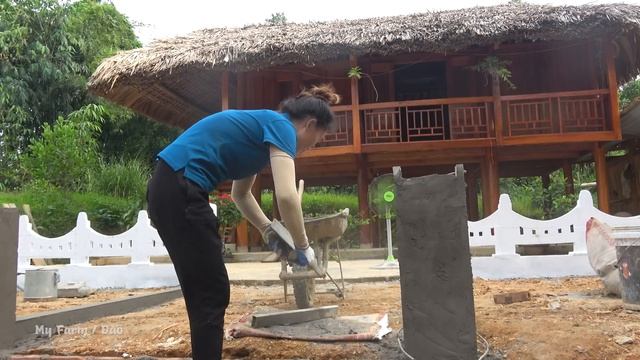 How To Building Steps With Bricks Cement, Complete Concrete Fence - BUILD BIGGEST LOG CABIN