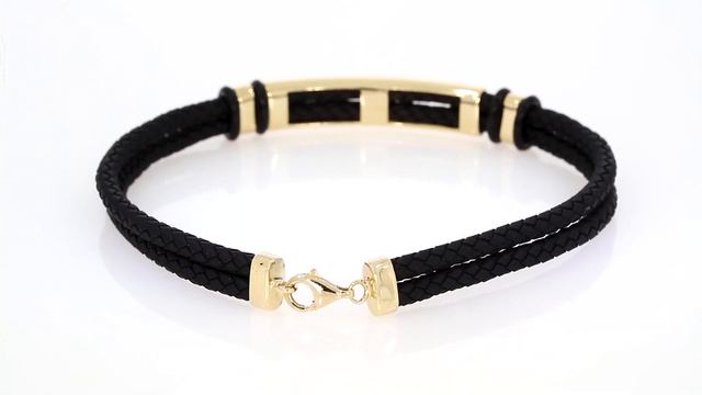 Кожаный браслет с золотыми вставками, артикул 235490 смотреть онлайн