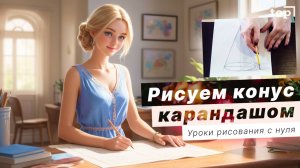 Как Нарисовать КОНУС карандашом ПОЭТАПНО?