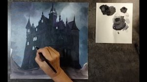 Mysterious castle/ Таинственный замок на холсте/Как нарисовать замок