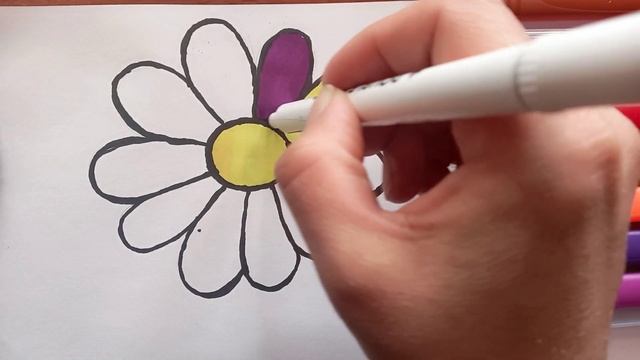 Drawing flower, coloring for kids, Toddlers/ Chamomille flower/ Сурет салып үйрену смотреть онлайн