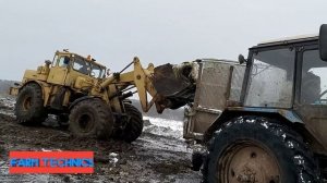 Трактора в работе - Кировец, МТЗ-1221(часть5). МТЗ-1221 буксует. Погрузка и вывоз навоза.