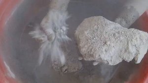 ASMR dusty white sand cement cakes crumbling in water dry dipping | satisfying video | asmr cement