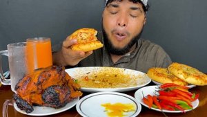 ASMR MUKBANG BLACK BANE NOODLES , GRILLED CHICKEN AND SUNNY SIDE UP EGG EATING SHOW,  EATING VIDEOS