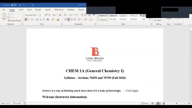 CHEM 1A 8/31/20 Introduction Part 1 смотреть онлайн