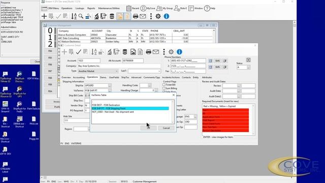 305 Customer Management Operations - Shipping Information - StreamV ERP Software