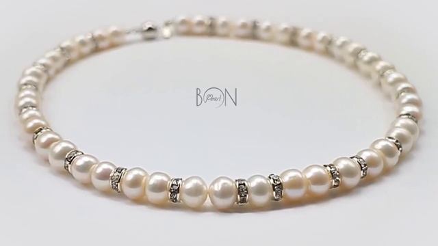 Ожерелье из жемчуга со вставками АА 11-11,5мм @BonPearl смотреть онлайн