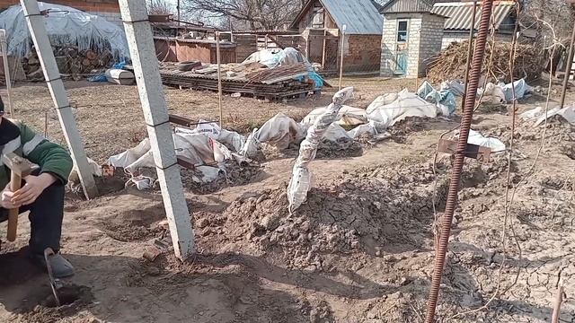 Шпалера для винограду.Побілила дерева. смотреть онлайн