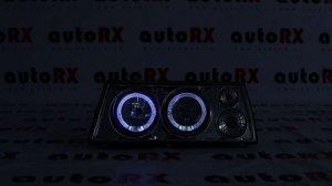 Передние фары для ВАЗ 2108-21099 (с ДХО и линзой, хром, ангельские глазки)