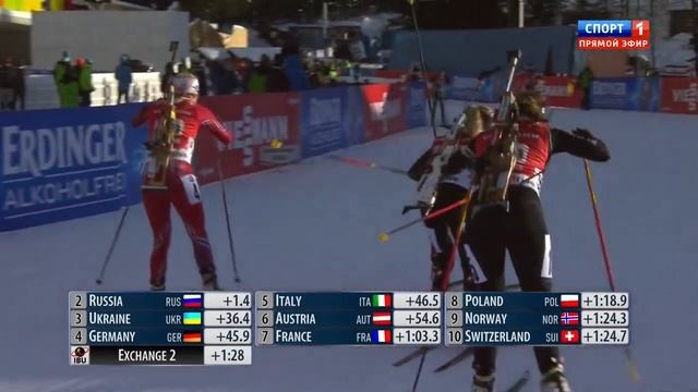 БИАТЛОН. КМ 2014-15. Антхольц-Антерсельва (Италия). Женщины. Эстафета 4x6 км. (Спорт 1). 720p. смотреть онлайн