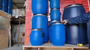 Пластиковая бочка 30 литров синяя круглая (евробарабан)