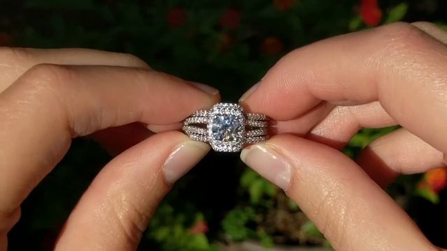 Square Halo Engagement Ring and Ring Guard Set -TB-SET-0002 - TwoBirch смотреть онлайн