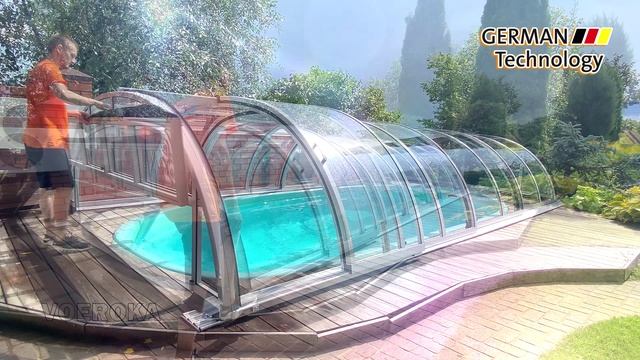 Павильон для бассейна модель Zenith. Прозрачный поликарбонат. Цвет профиля Серебро