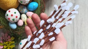 Верба из синильной проволоки, выходит более реалистичнее, пышнее чем с ватными палочками