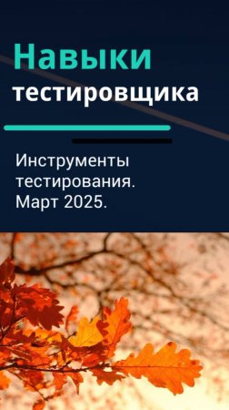 Навыки тестировщика. Инструменты тестирования. Март 2025.