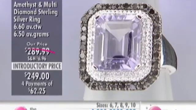 Amethyst & Multi Diamond Sterling Silver Ring at The Shopping Channel 458859