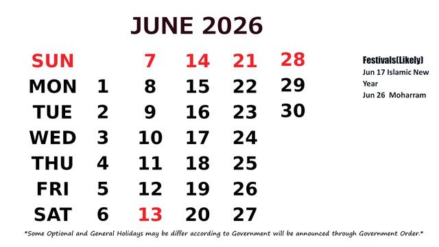 June Calendar 2026 смотреть онлайн