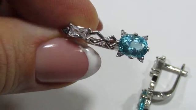 Серьги с неоновыми апатитами 2.83ct 8х6х4 мм лампы