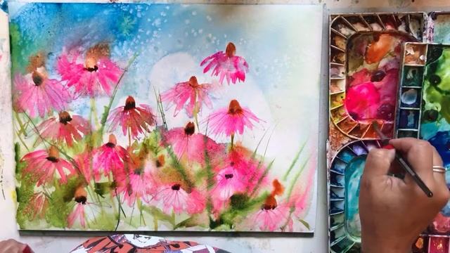 ECHINACEA WATERCOLOUR PAINTING AND CHAT смотреть онлайн