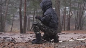 КИРИН CAMPING IN THE SNOW WITH A NEW BASE SHELTER  SOUNDS OF NATURE