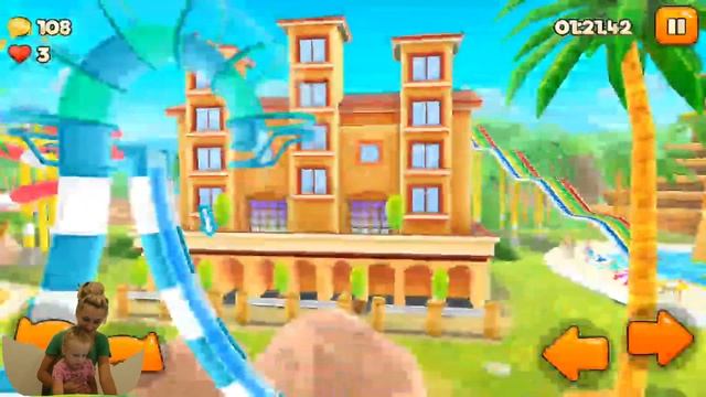 Веселый аквапарк игра мультик для детей Горки бассейн веселье Водные гонки uphill rush смотреть онлайн