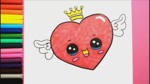 Как нарисовать КАВАИЙНОЕ СЕРДЦЕ с крыльями шаг за шагом Легкие рисунки для детей Яркие цвета ❤
