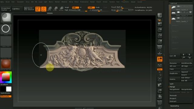 Zbrush 4R7 сложный барельеф ч1