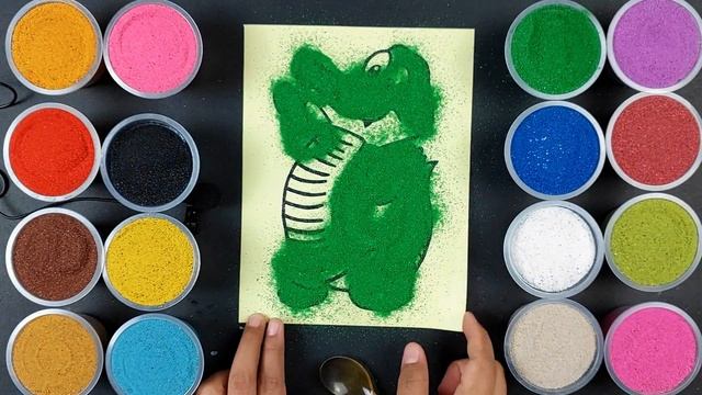 ASMR | How to Color Crocodile Using Colored Sand | SAND ART | SAND PAINTING | KINETIC SAND смотреть онлайн