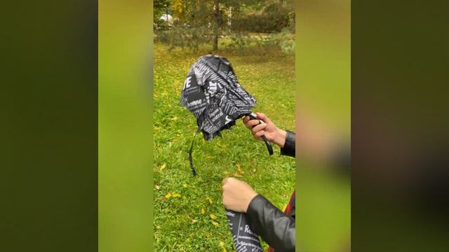 Зонт полуавтомат с принтом газета. Черный. Прочный. Антишторм. Устойчив к порывам ветра смотреть онлайн