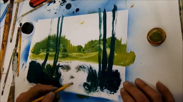 Рисуем речной пейзаж смотреть онлайн