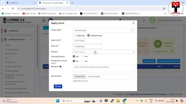 How to apply leave eHRMS | Ehrms2.o | #btechnical #govtjobs #gov #incometax #government #ehrms #job