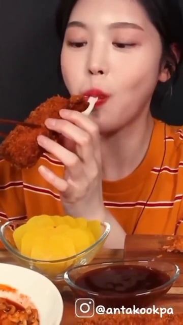 Asmr Mukbang Korean Spicy Buldak Fire Noodles With Fried Shrimp