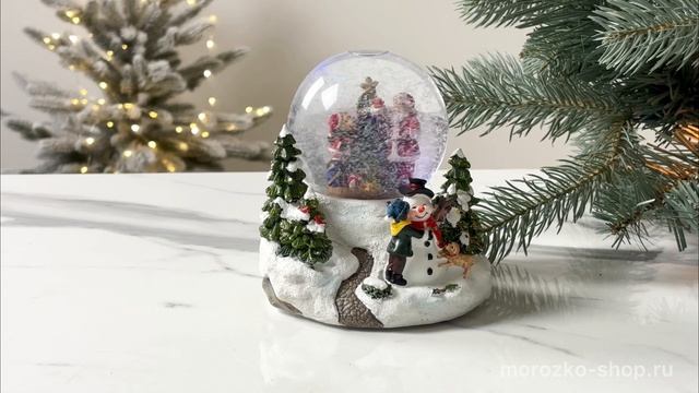Музыкальный снежный шар РОЖДЕСТВЕНСКИЕ ЗАРИСОВКИ, полистоун, стекло, подсветка, 50-1570