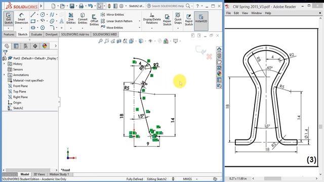 الرسم الهندسي SolidWorks 15 Meng 102 - Sweept AND 3D sketch смотреть онлайн