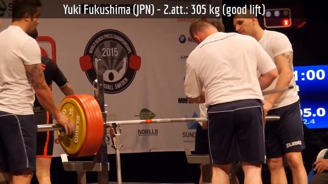 Yuki Fukushima vs. Sergey Kniazev - 2015 IPF World Benchpress Championships смотреть онлайн
