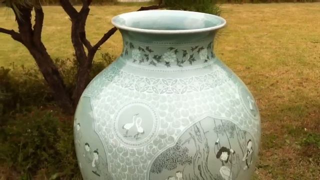 청자상감민속놀이문항아리초대형cp672