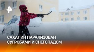 Снегопад сковал работу аэропорта Южно-Сахалинска / РЕН Новости