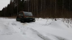 Снегоболотоход Tinger track s380 (Тингер) застрял! Откапываем, лебедимся.