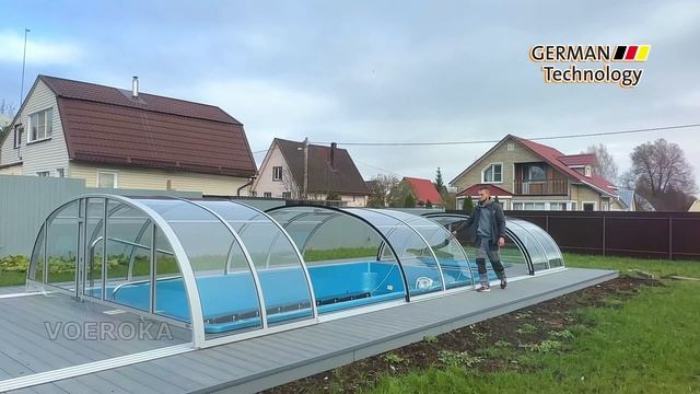 Павильон для бассейна модель ZENITH. Цвет серебро Прозрачный поликарбонат
