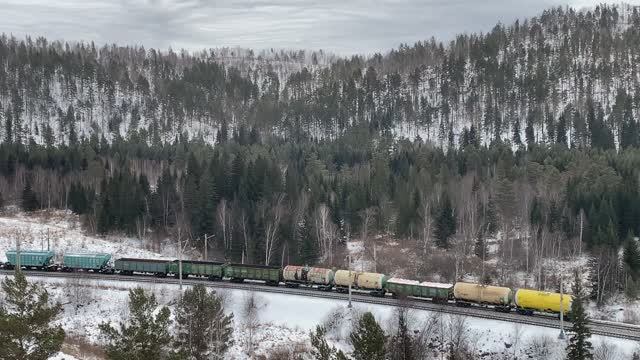Поезда России зимой: длинные грузовые поезда - Перегон "Зыково - Сорокино" | Железная дорога смотреть онлайн