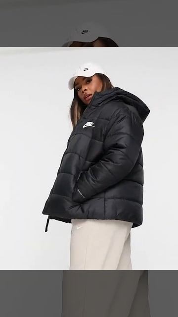 NIKE Sportswear Plus Shiny Classic Padded Jacket Hooded Black Women | Asos смотреть онлайн