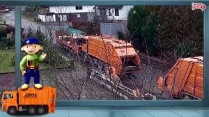 Мусоровоз MAN –спецтехника для города Оранжевый и умный мусоровоз для детей!