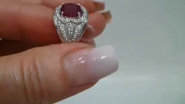 Кольцо с натуральным рубином 8х6 мм Серебро 925 смотреть онлайн