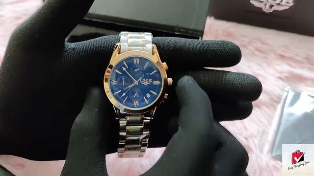 LIGE 9839 Blue Color Chain Watch || Easy Shopping Zone || Bangla Watch Unboxing ||