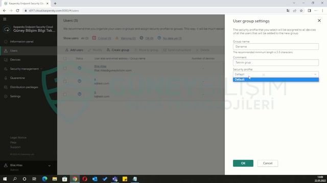 Kaspersky Endpoint Security Cloud Grup Oluşturma #3