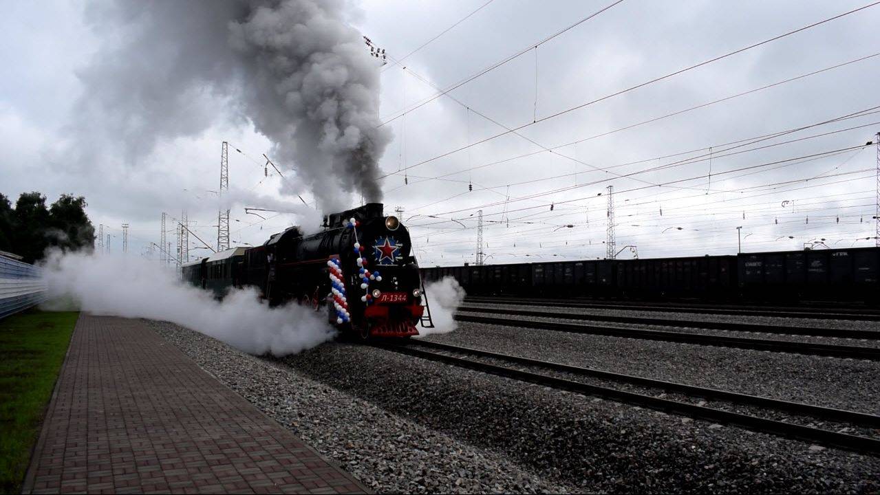 Паровоз Л-1344. День железнодорожника. (1080р)