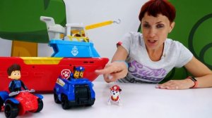 Игрушечный Щенячий патруль и Маша Капуки - распаковка - Катер.