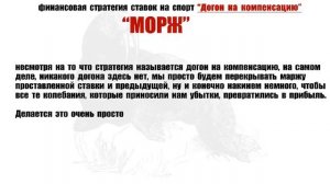 Стратегия ставок на спорт   ДОГОН НА КОМПЕНСАЦИЮ  МОРЖ